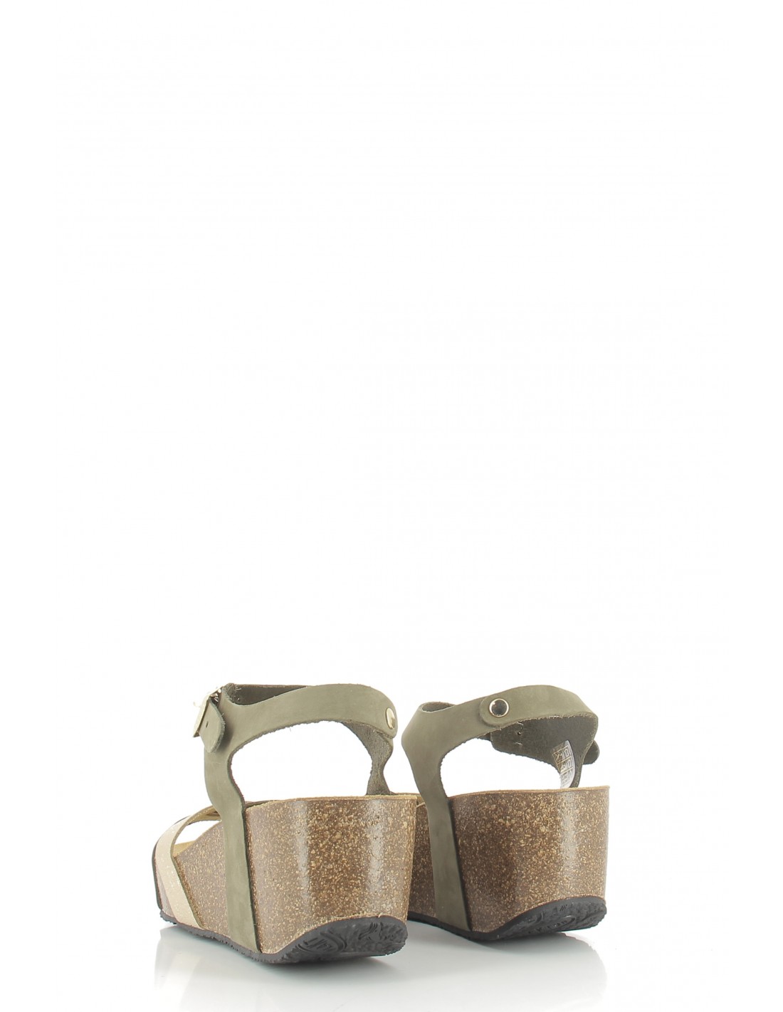 plakton Sandales compensées femme so final kaki/doré