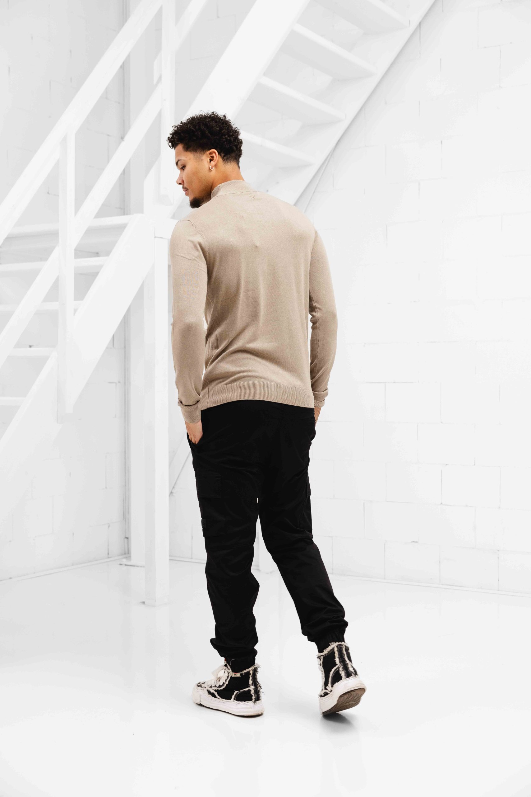 Pure Path Essential Knitwear Mockneck Sweater Heren Beige