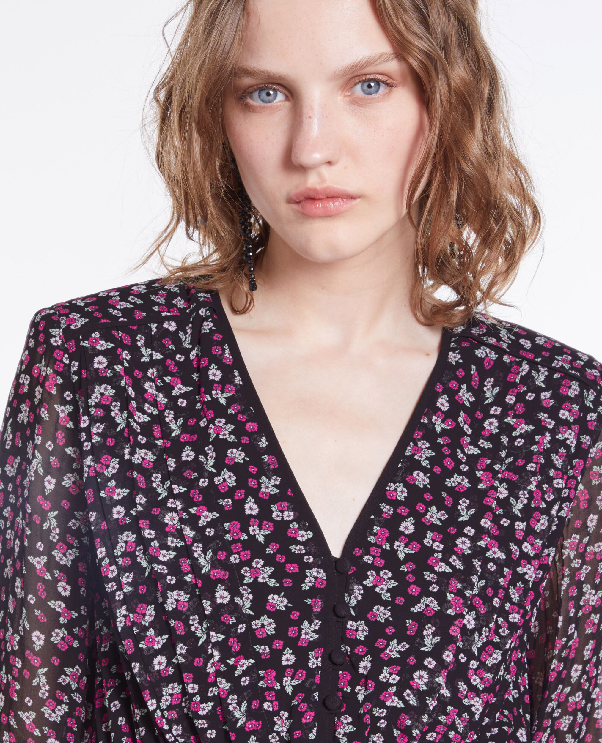 Top imprimé avec smocks