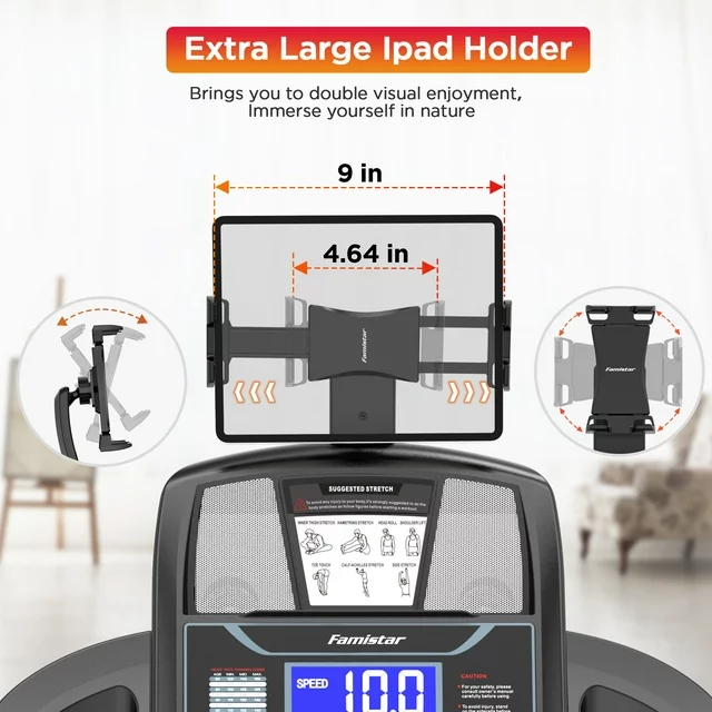 Esteira dobrável Famistar para uso doméstico com 15 níveis de inclinação automática, capacidade de 136 kg, controle de velocidade de até 16 km/h, esteira portátil para corrida e caminhada, 4,5 HP, com faixa para joelho de brinde.