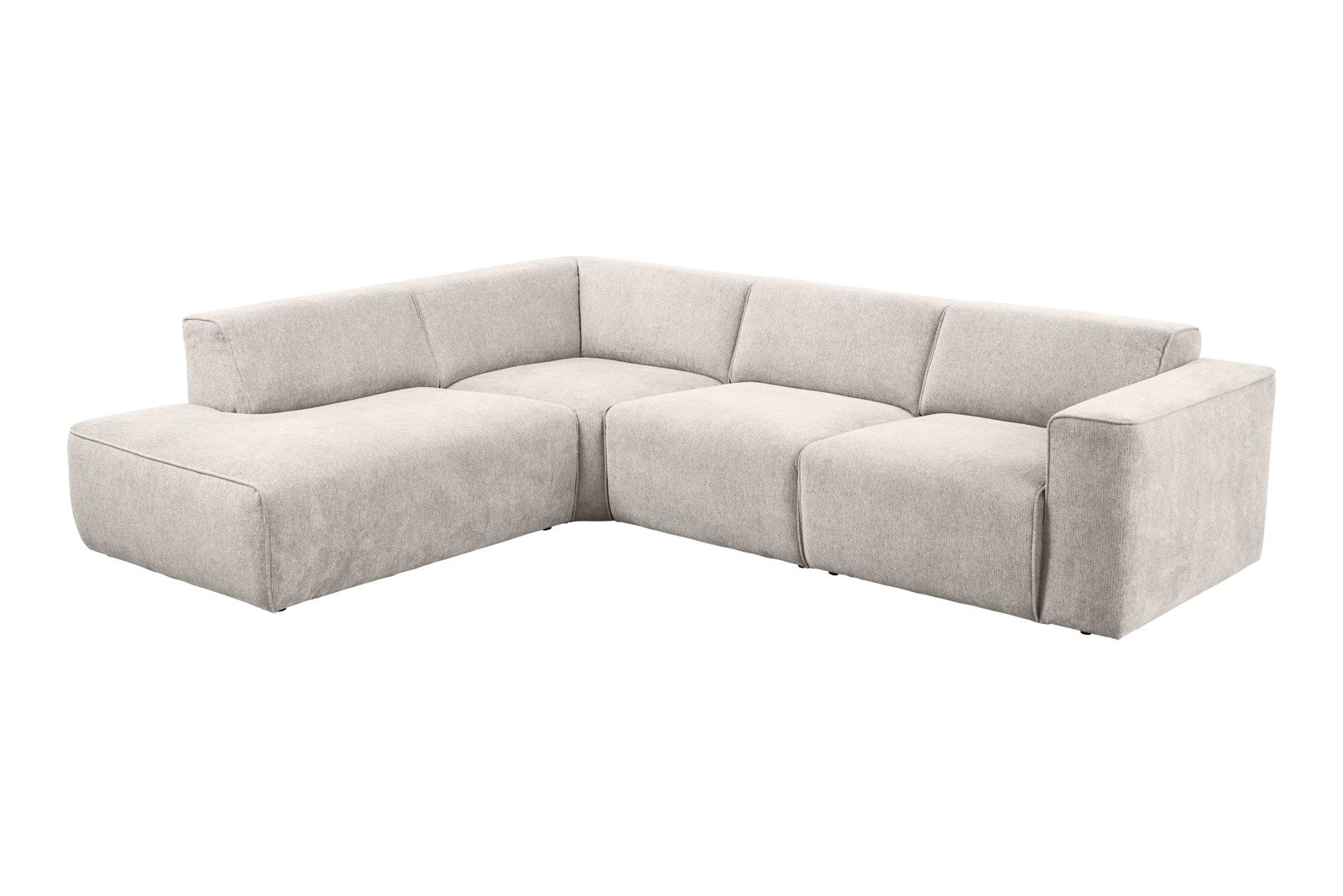 Enjoy hjørnesofa 2,5-seter åpen ende venstre i tekstil Mito 01 Antique White med sorte ben
