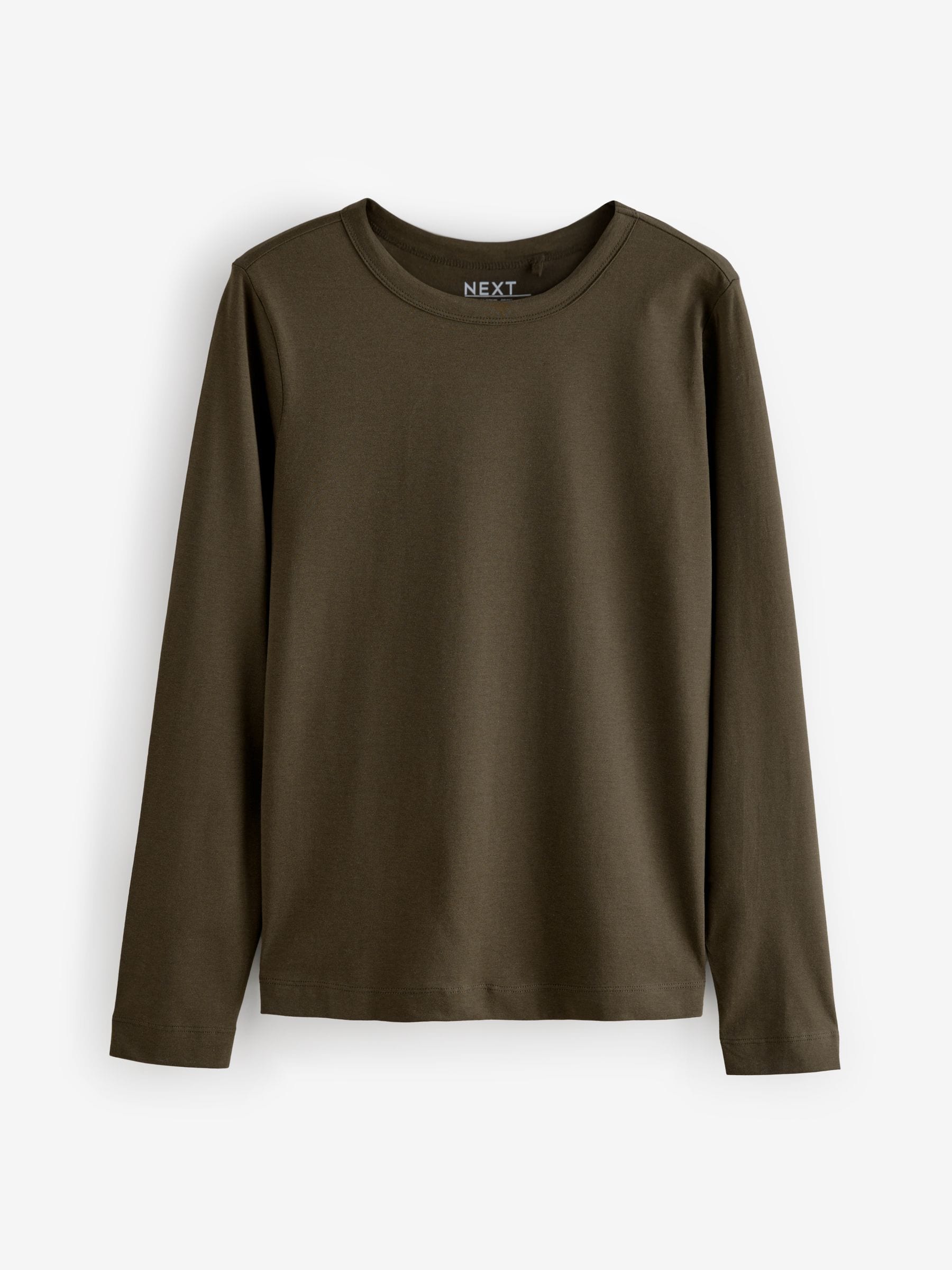 Olijfgroen - 100% katoenen T-shirt met lange mouwen