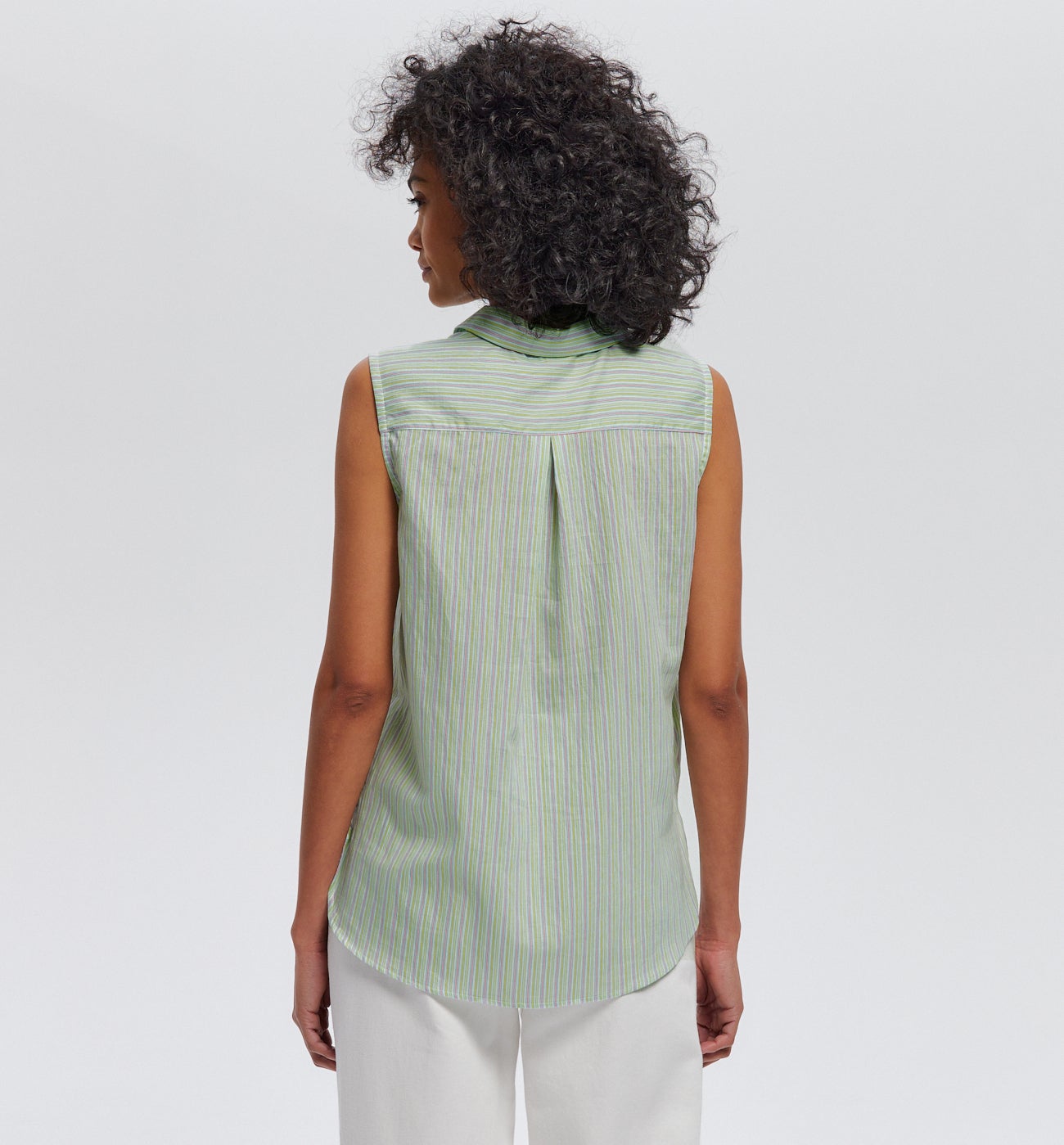 Chemise rayée sans manches - Rayé jaune