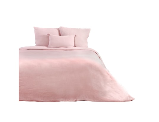 COTE DECO - Ensemble couette + 2 oreillers Parure de lit - double gaze de coton - 240 x 260 cm - rose