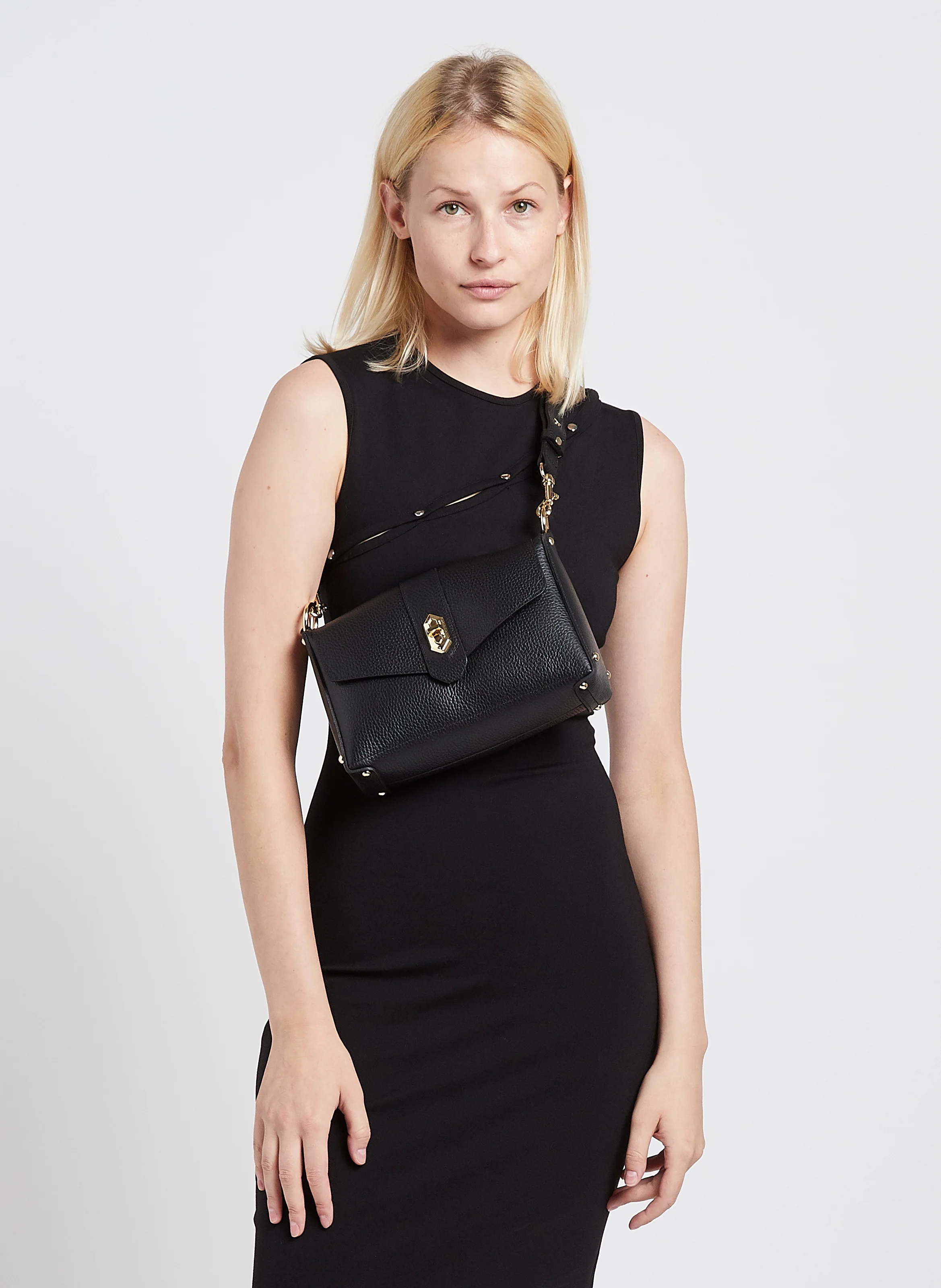 Sac bandoulière en cuir| Noir