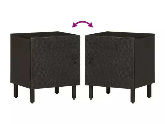 Tables de chevet 2 pièces noir 40x33x46 cm bois de manguier solide