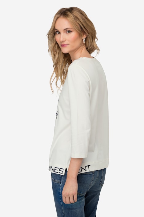 T-Shirt, Statement Print, Rundhals, 3/4-Ärmel