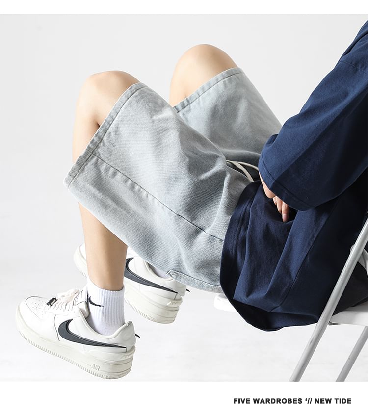 emeisa - Denim short met halfhoge taille en gradiënt