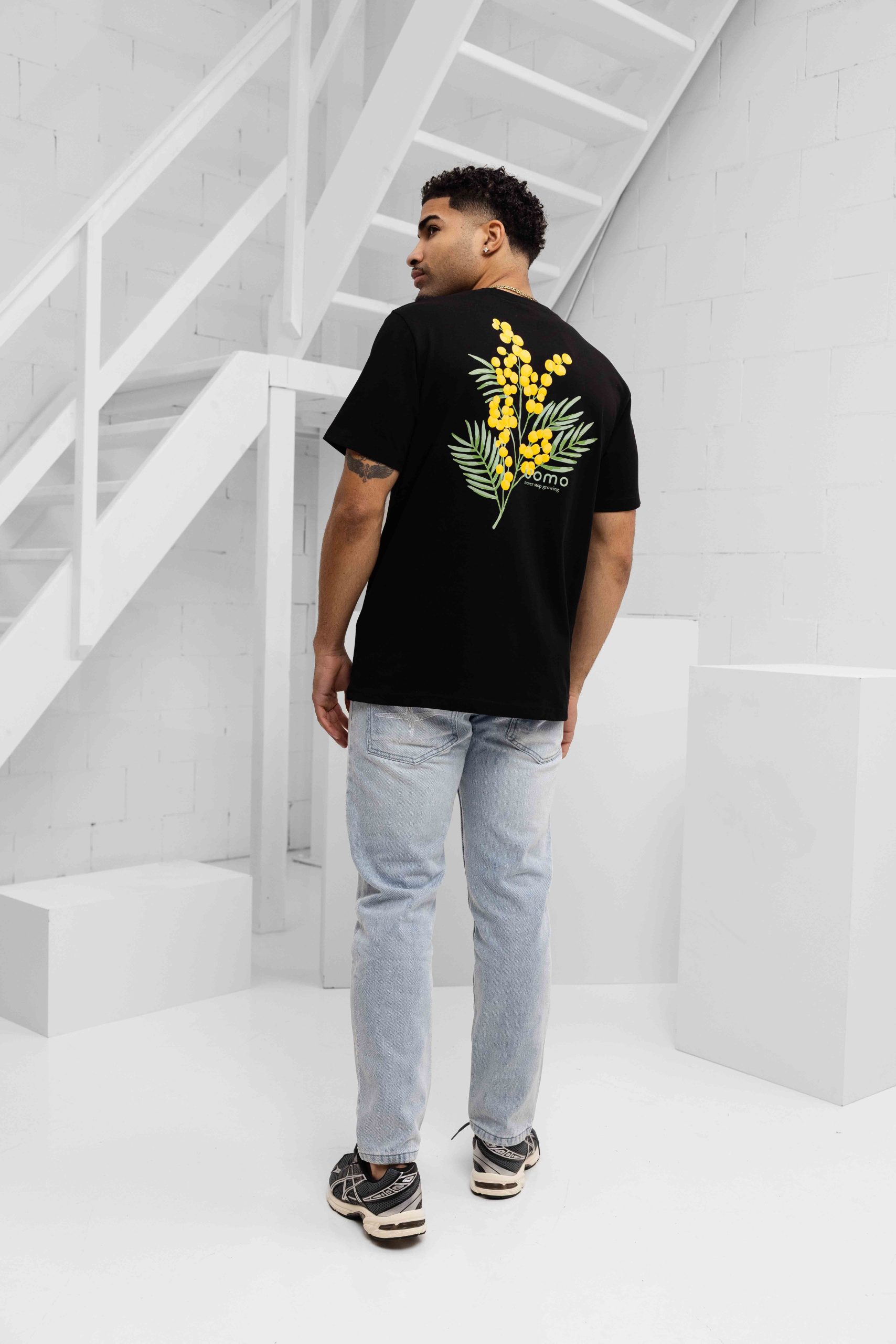24 Uomo Flower T-Shirt Heren Zwart