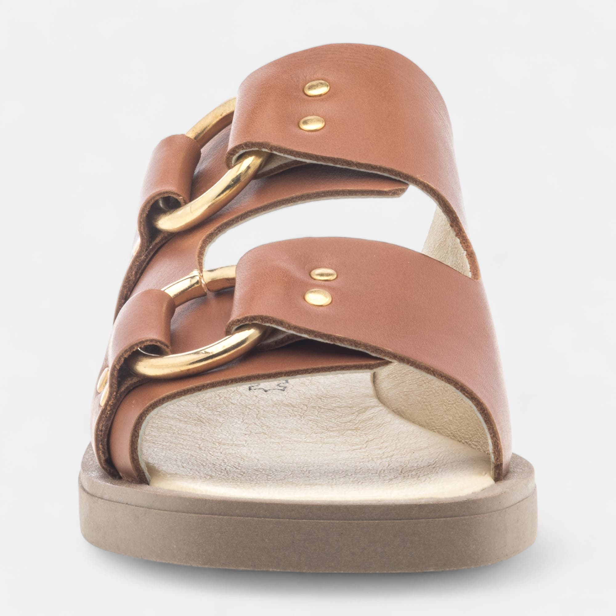 Mules Femme en cuir cognac