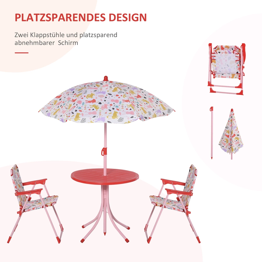 Outsunny Kinder Gartenset mit Sonnenschirm rot