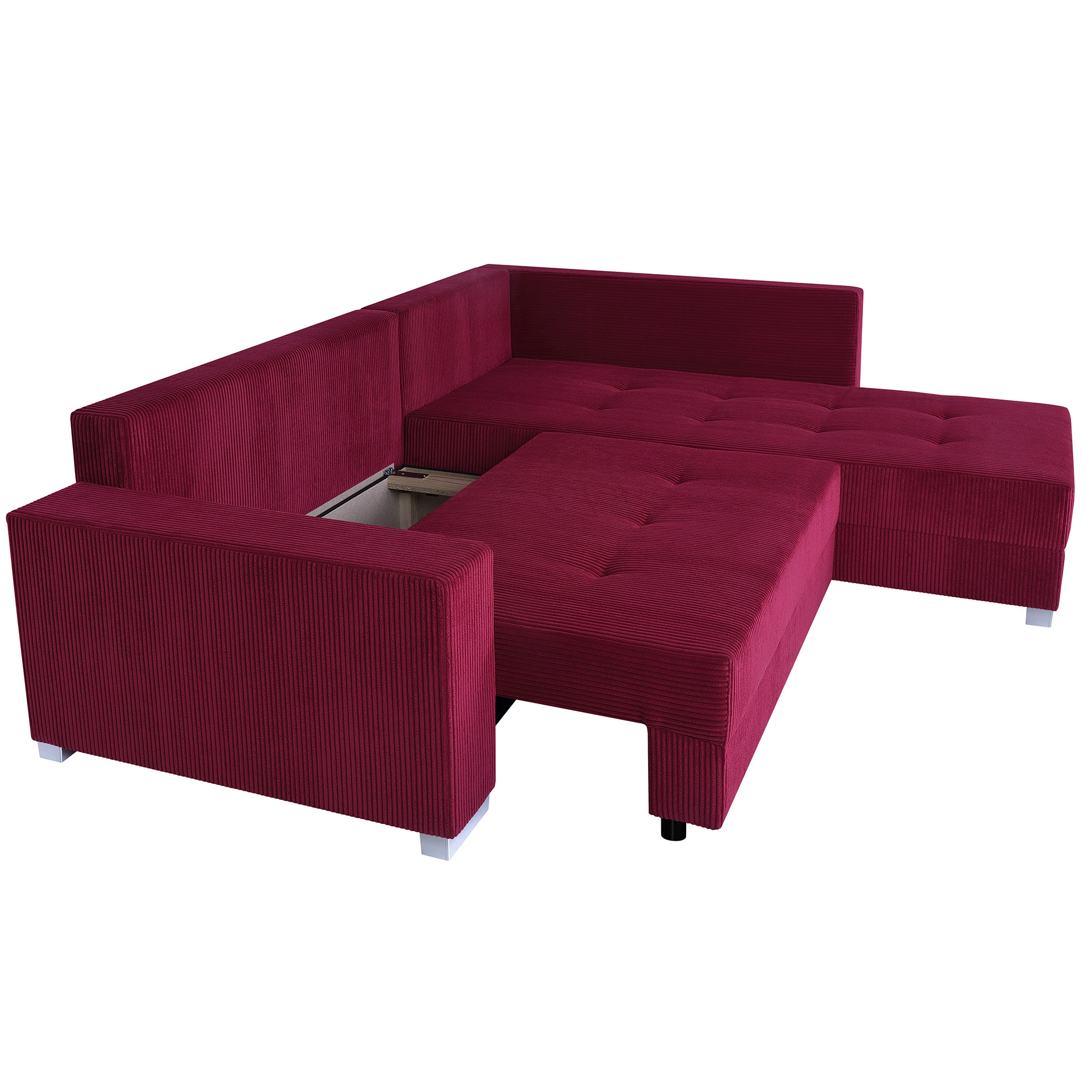 Ecksofa - red - Cord - Liegefunktion - beidseitig montierbar