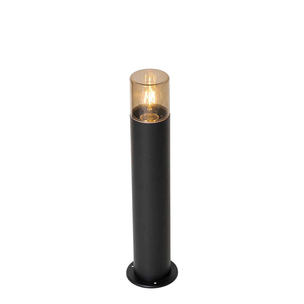 Staande buitenlamp zwart met smoke kap 50 cm - Odense
