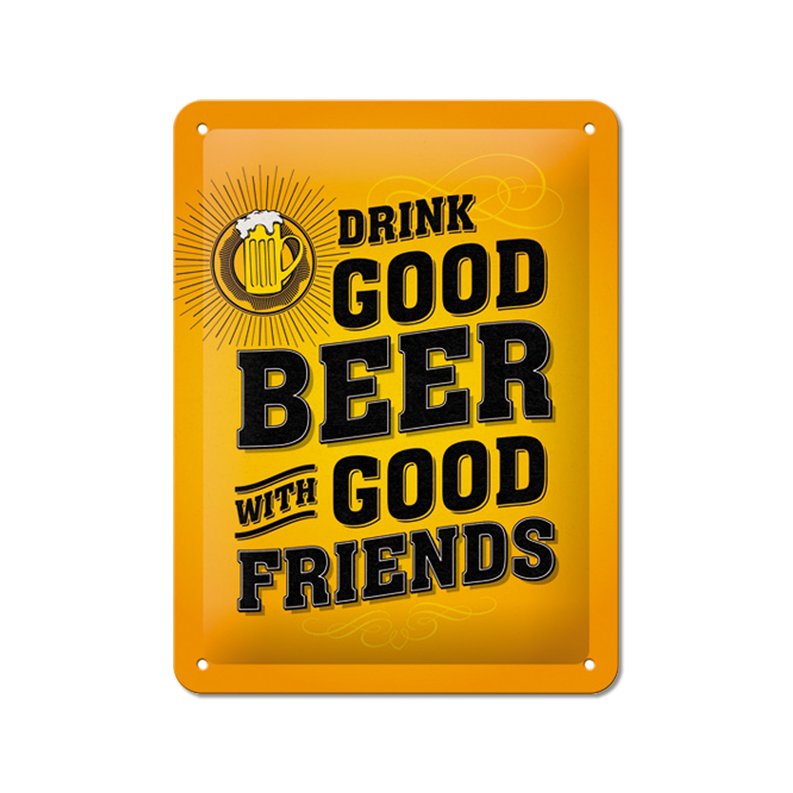 Blechschild - Drink Good Beer - Metall - 15x20 cm