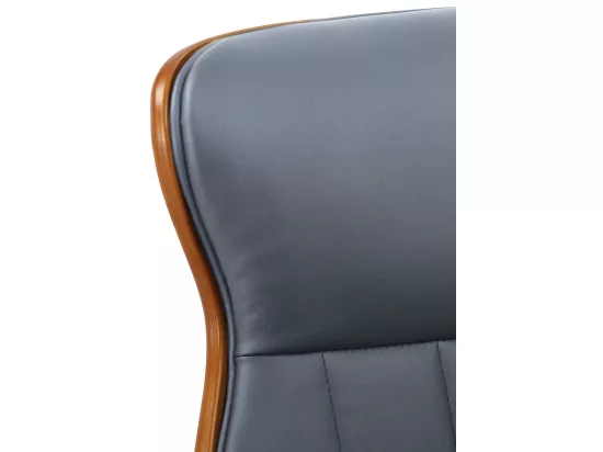 Chaise de bureau - Similicuir & Métal chromé - Noyer / Gris - Melilla