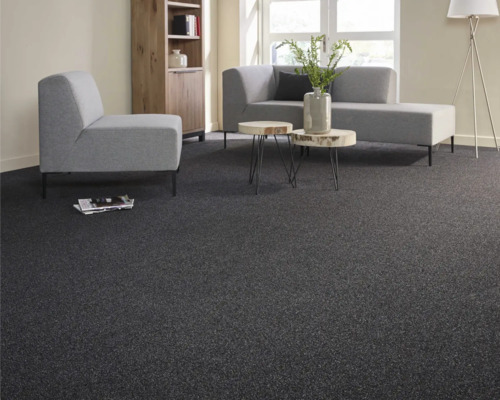 Tapijt, gekreukt velours, Aura antraciet, 500 cm breed (per meter verkocht)