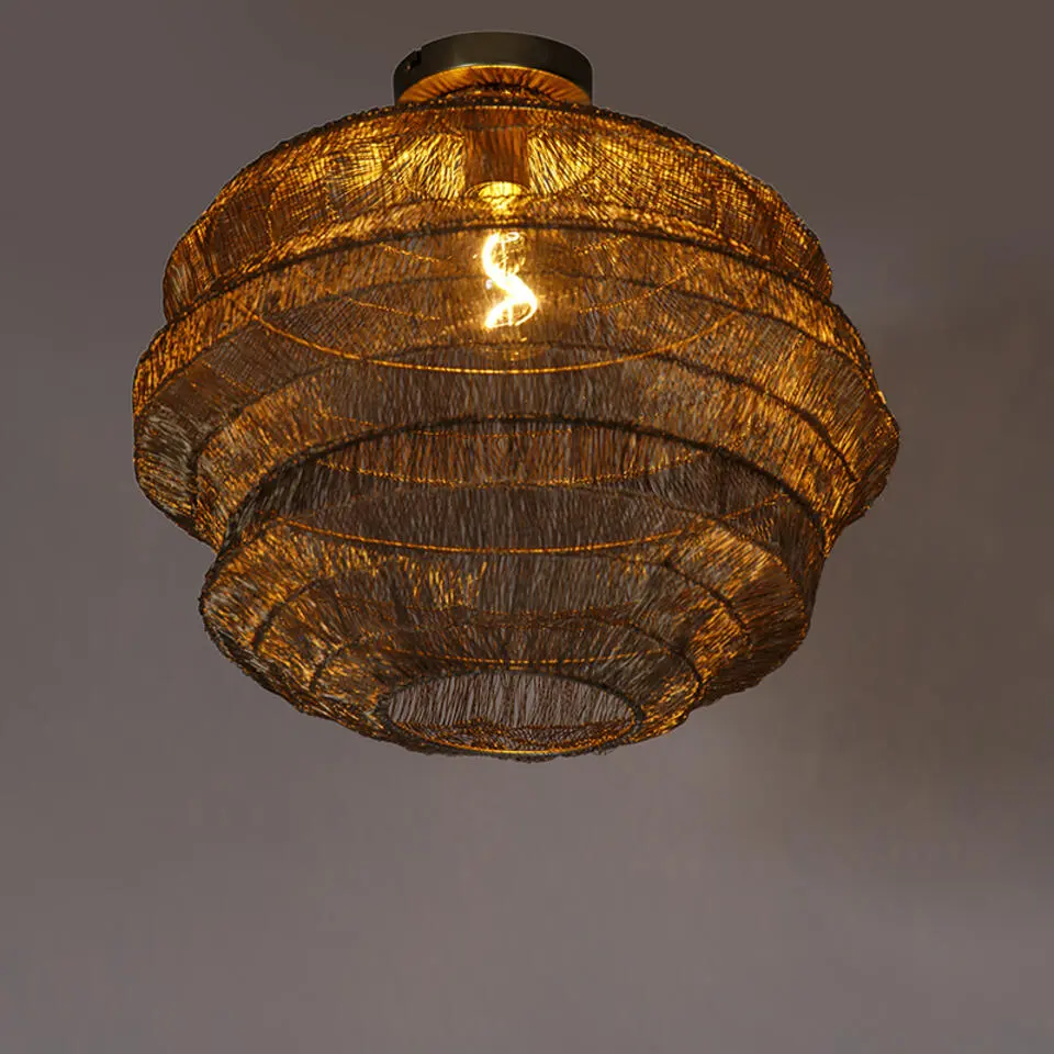 Qazqa plafondlampen vadi goudkleurig e27