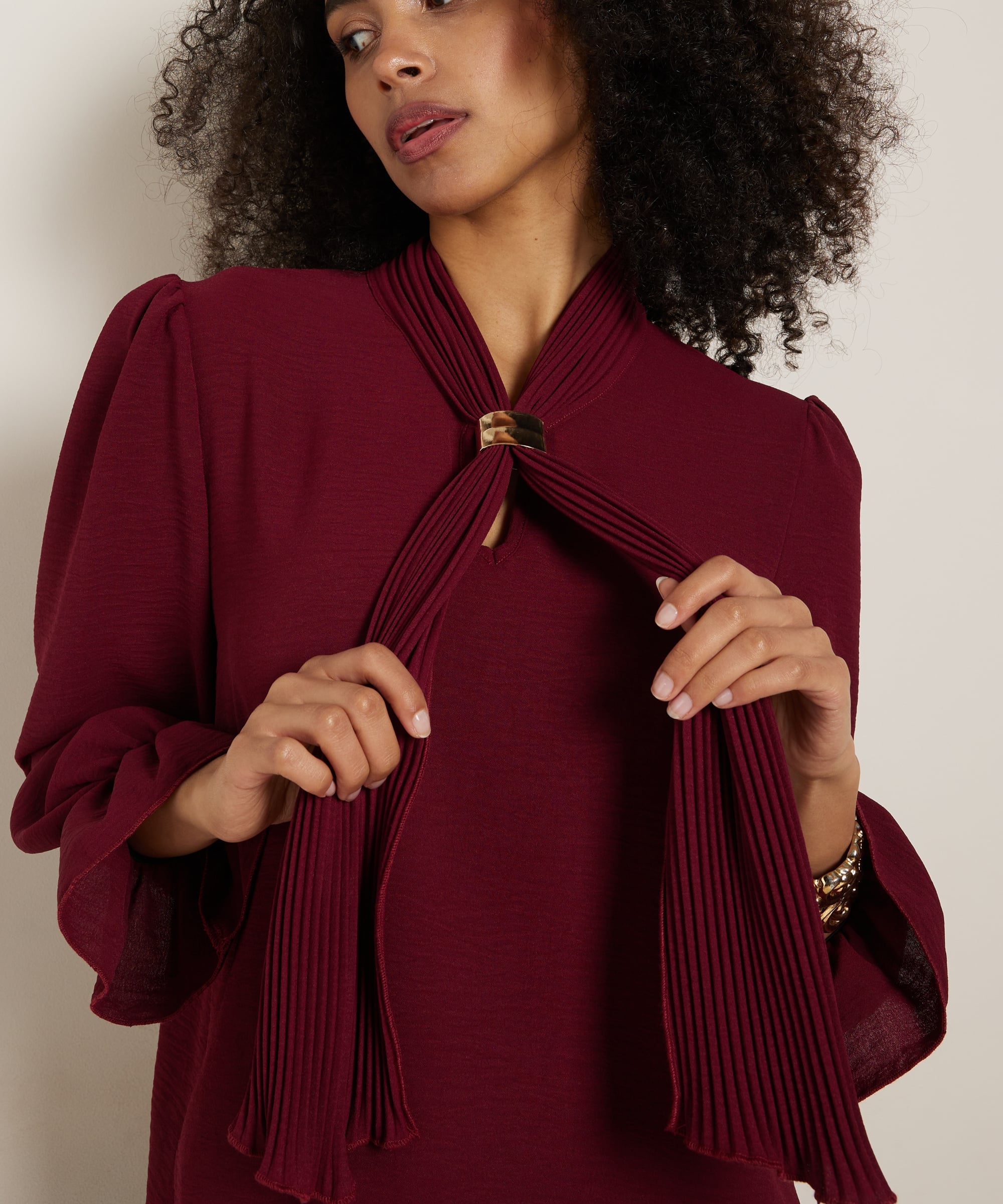 uni blouse met sjaalkraag