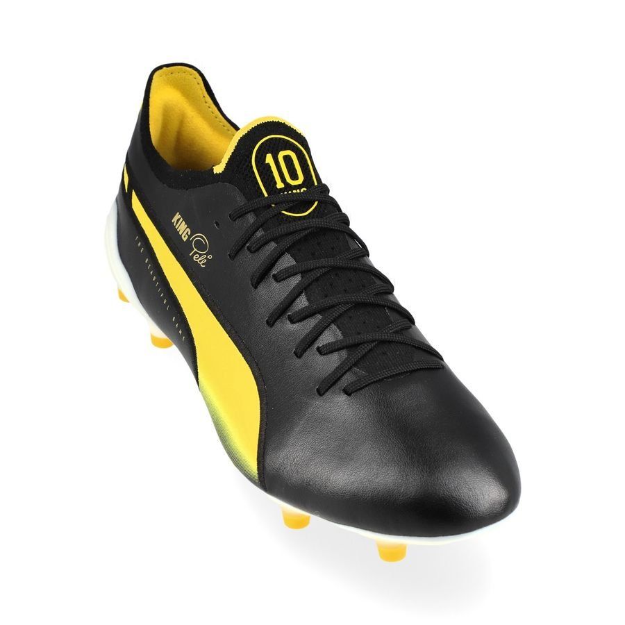 PUMA King Ultimate Pele FG/AG Legends - Noir/Blanc/Jaune/Doré ÉDITION LIMITÉE