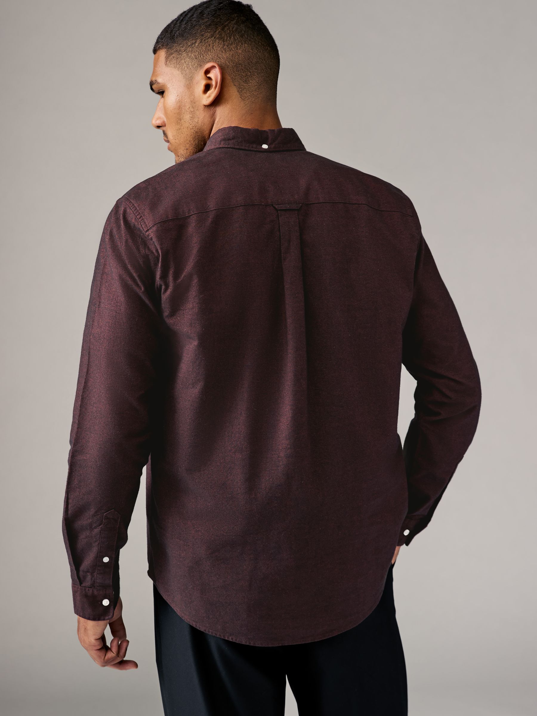 Bordeauxrood - Soft Touch Oxford Long Sleeve Shirt