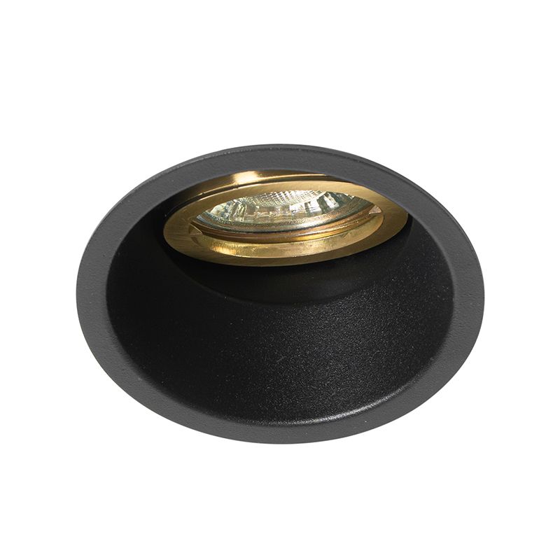 Moderne inbouwspot zwart met goud draai- en kantelbaar - Alloy