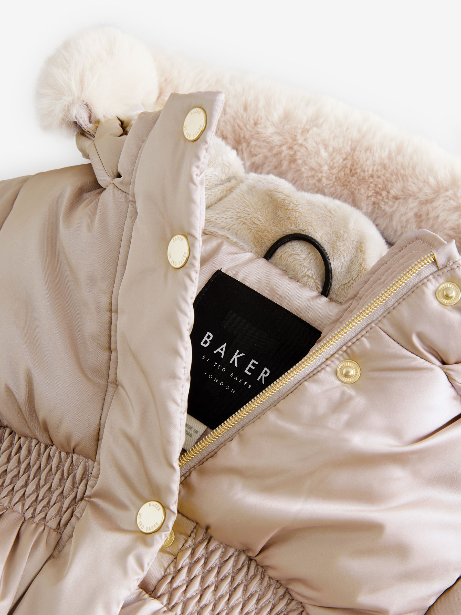 Oesterkleurig - Baker by Ted Baker - Regenbestendige gewatteerde jas met bubbelzoom