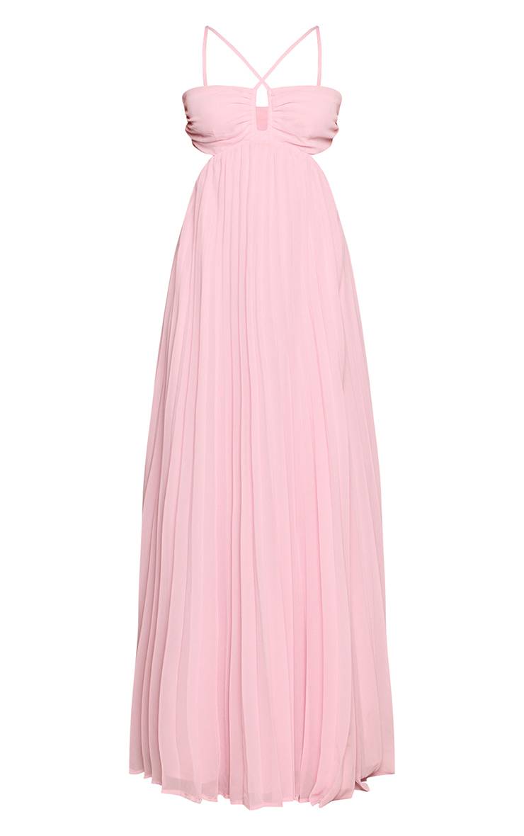 Rose Bébé Robe Maxi Bandeau Petite À Taille Découpée Avec Nœud Frontal Et Plissés