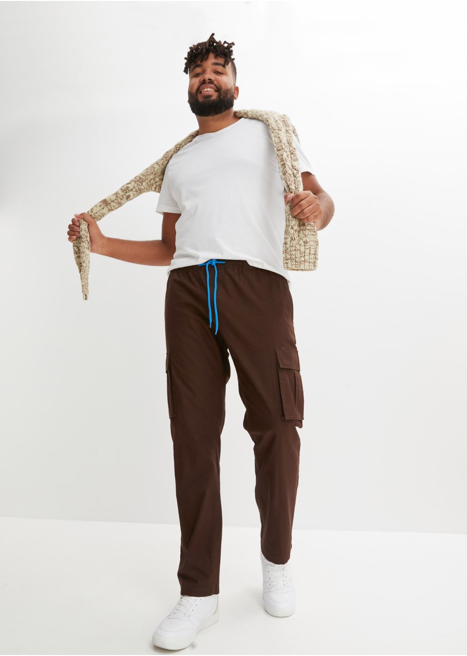 Pantalon cargo taille extensible Slim Fit, Straight