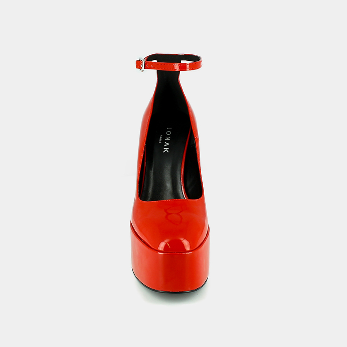 Babies à talons  en matière rouge vegan