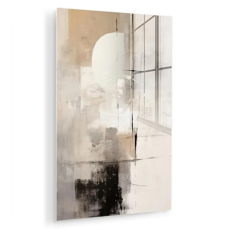 MuchoWow Glasschilderij 60x90cm Abstract Kunst Grijs