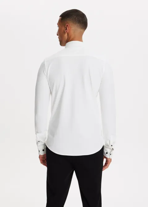 Overhemd pique stretch wit (WIT)