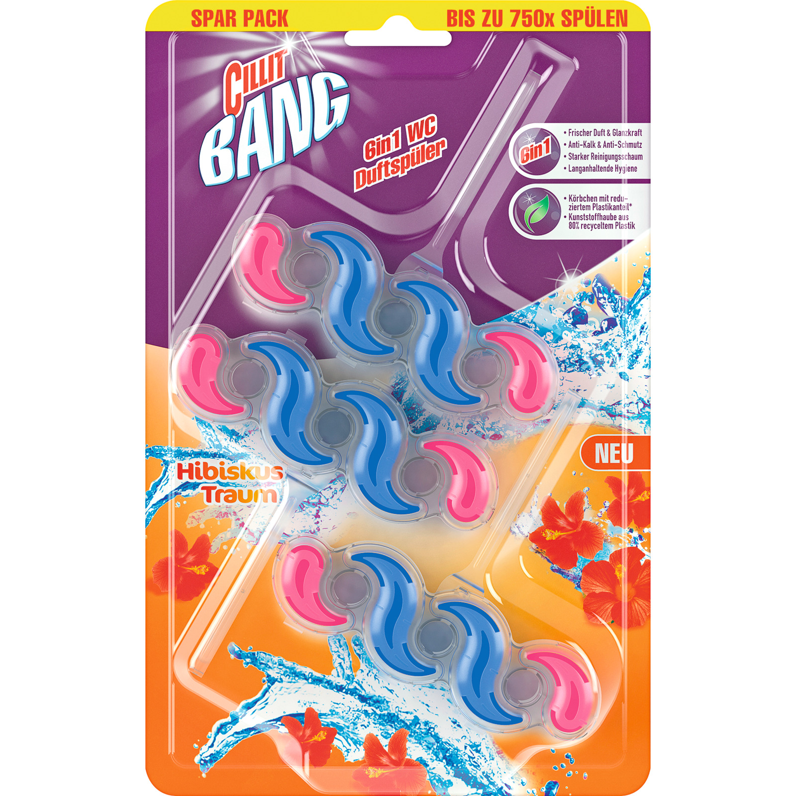 Cillit Bang 6in1 WC Duftspüler Hibiskus Traum 3 x 39 g