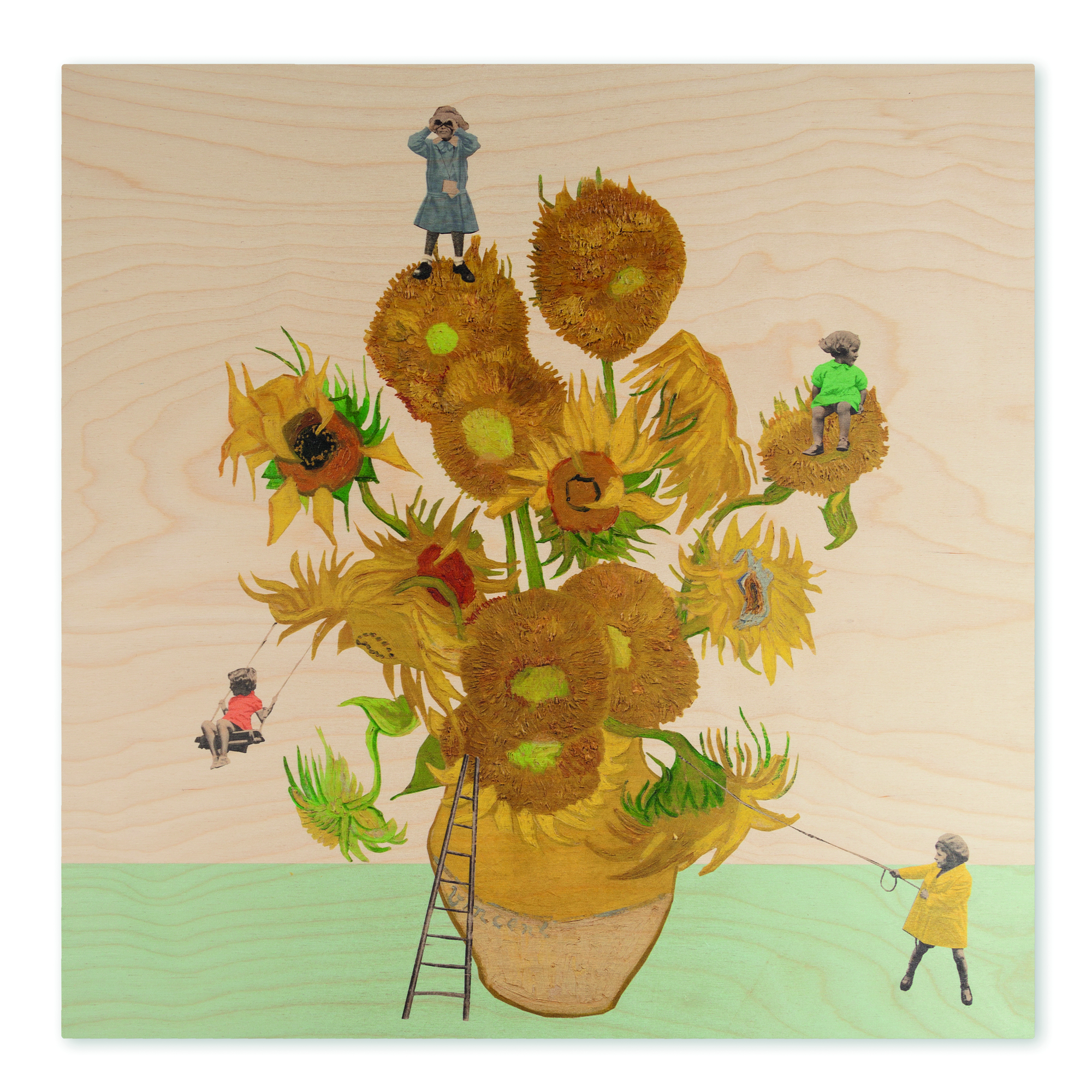 StoryWood wandpaneel Sunflower expedition 100 x 100 cm