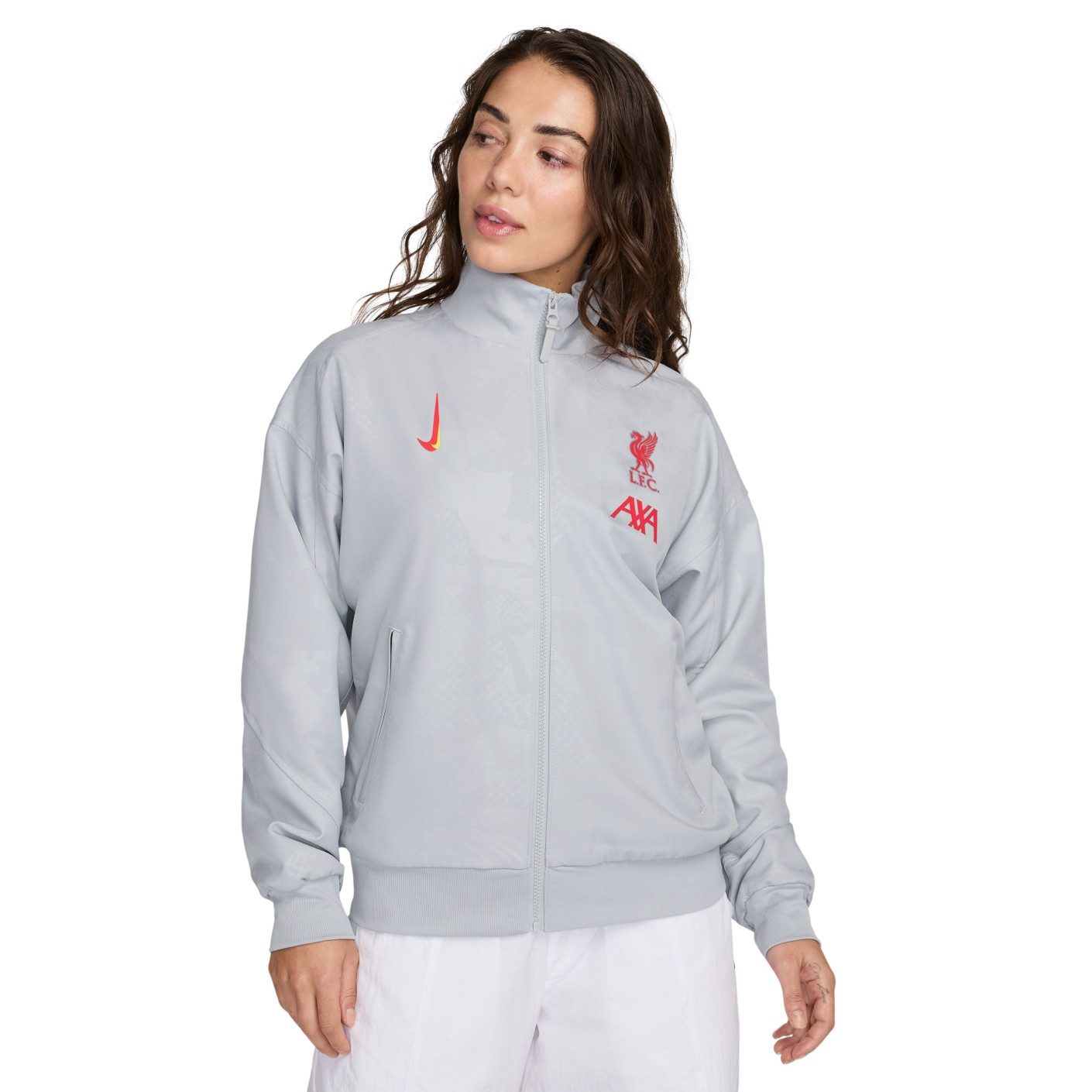 Nike Liverpool Anthem Trainingsjack Full-Zip 2024-2025 Dames Grijs Rood