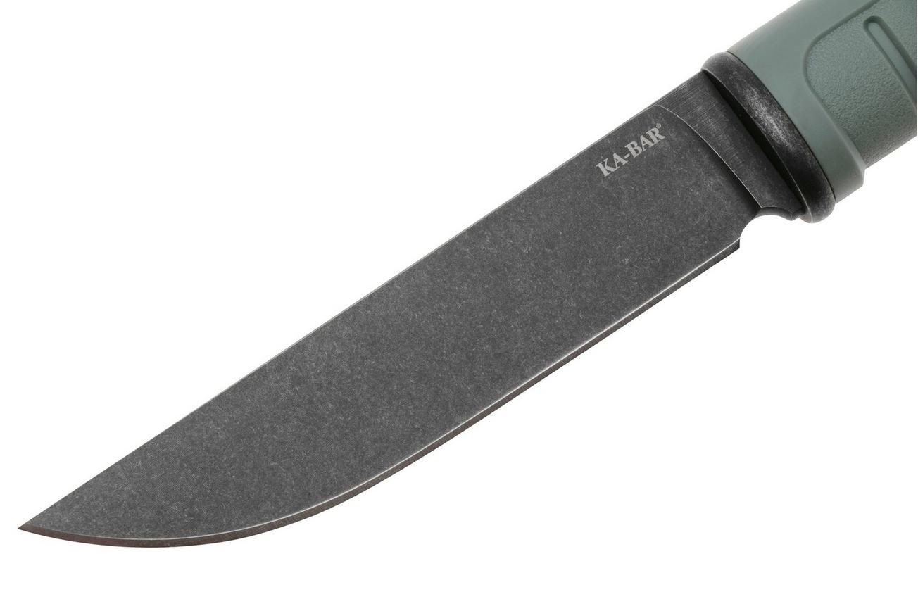 KA-BAR Dust II 6101, Blackwashed D2, Grey-Green GFN, vaststaand mes
