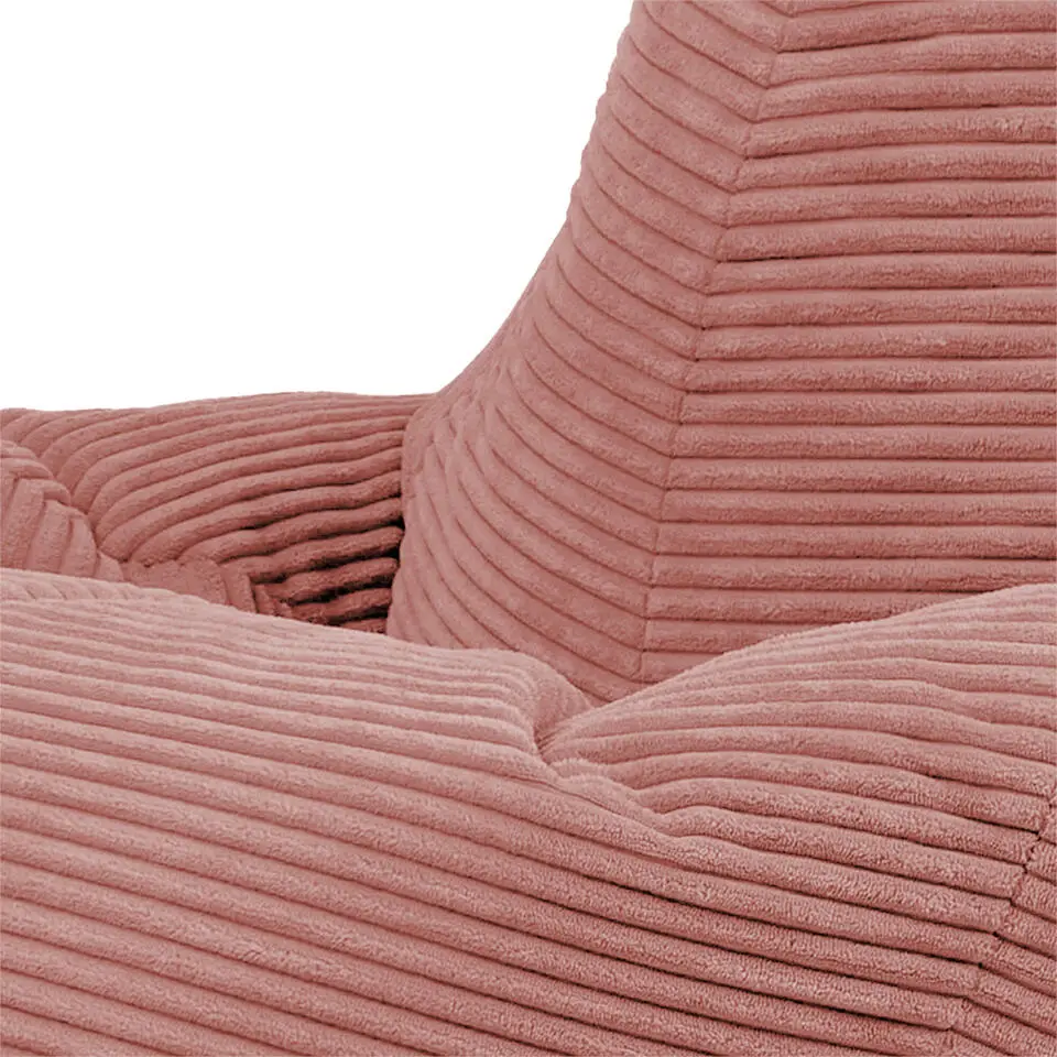icon - Dalton Kinderzitzak Stoel met Poef - Ribfluweel - Oud roze