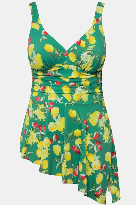 Badekleid, Zitronen, Softcups, asymmetrischer Saum