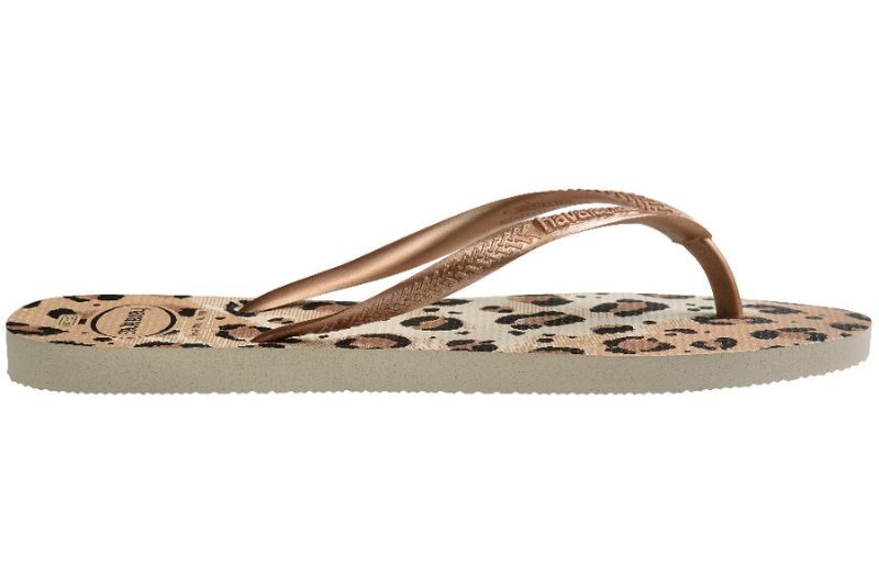 HAVAIANAS SLIM ANIMALS FC BEIGE KLIPKLAPPER MED LEOPARD LOOK