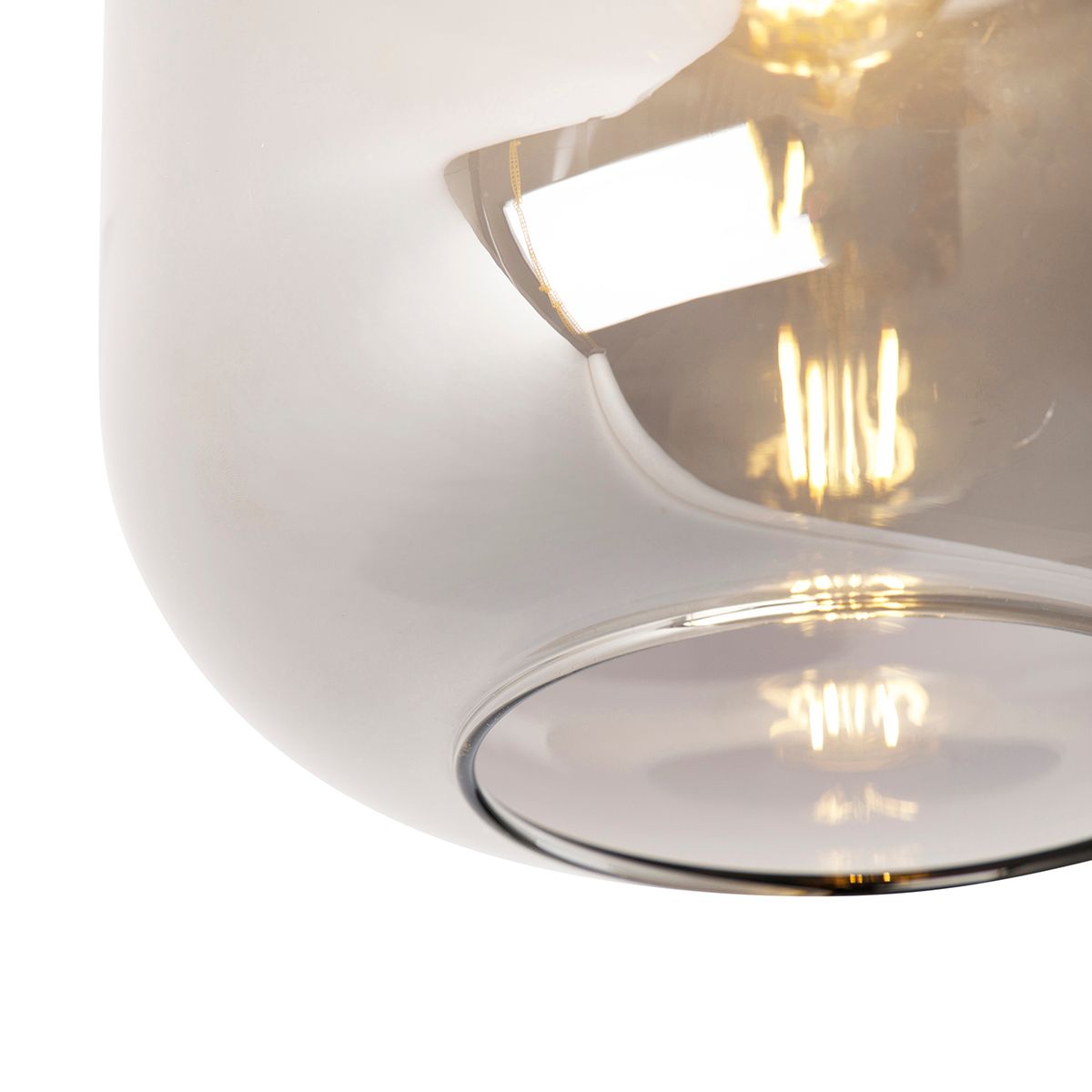 Smart plafondlamp zwart met goud en smoke glas incl. Wifi A60 - Zuzanna