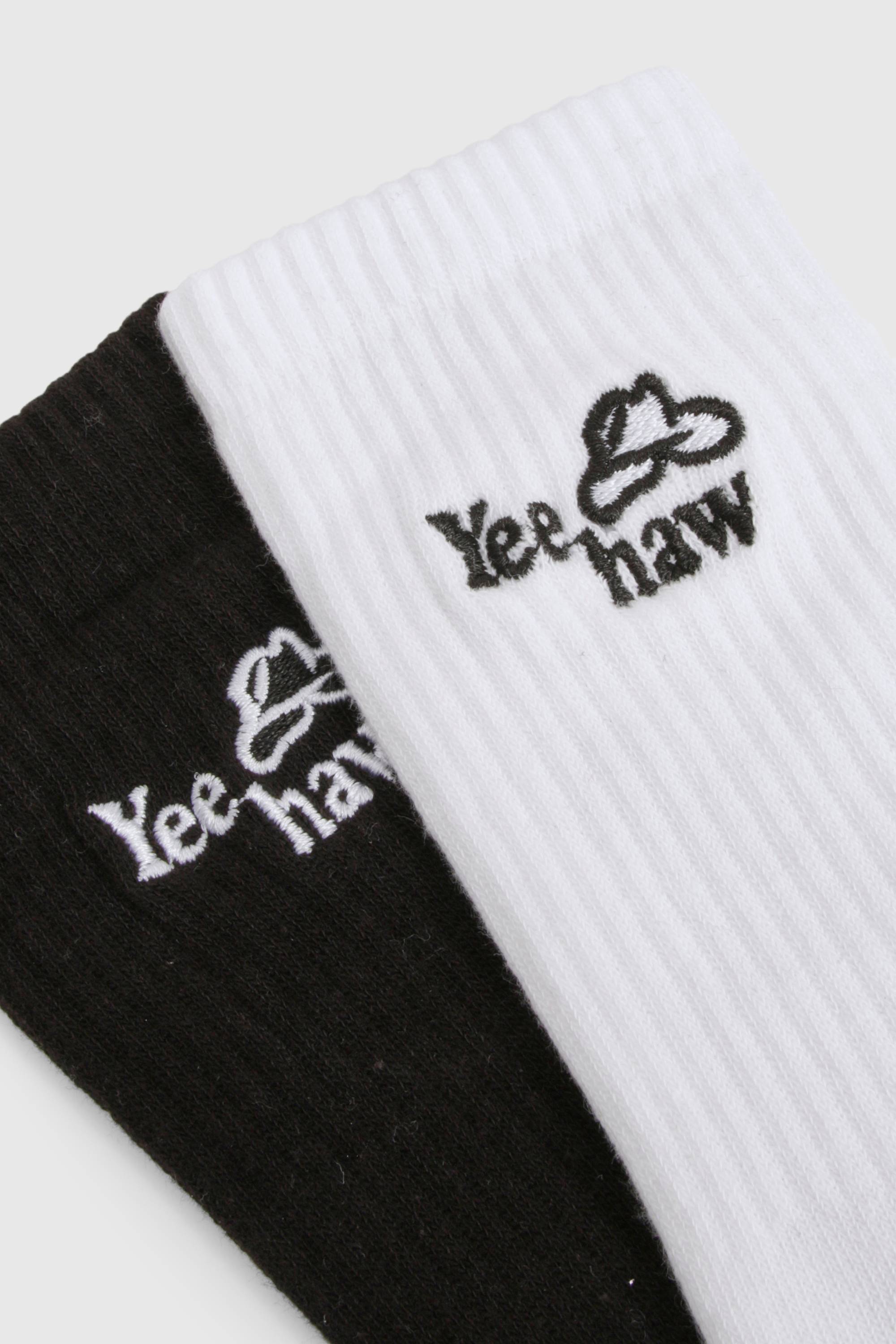 boohoo Western Embroidered Sports Socks 2 Pack devient Chaussettes de sport brodées western – Lot de 2