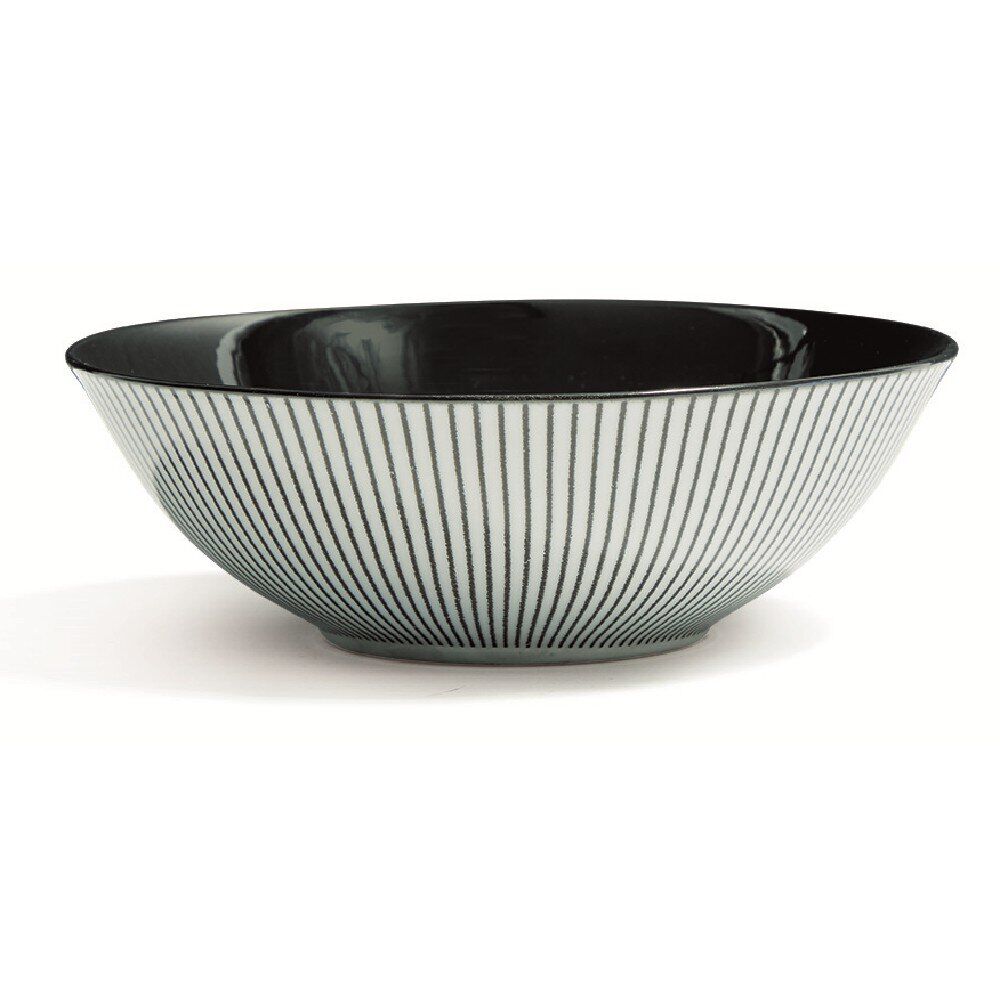 Assiette creuse en porcelaine décor rayures soleil