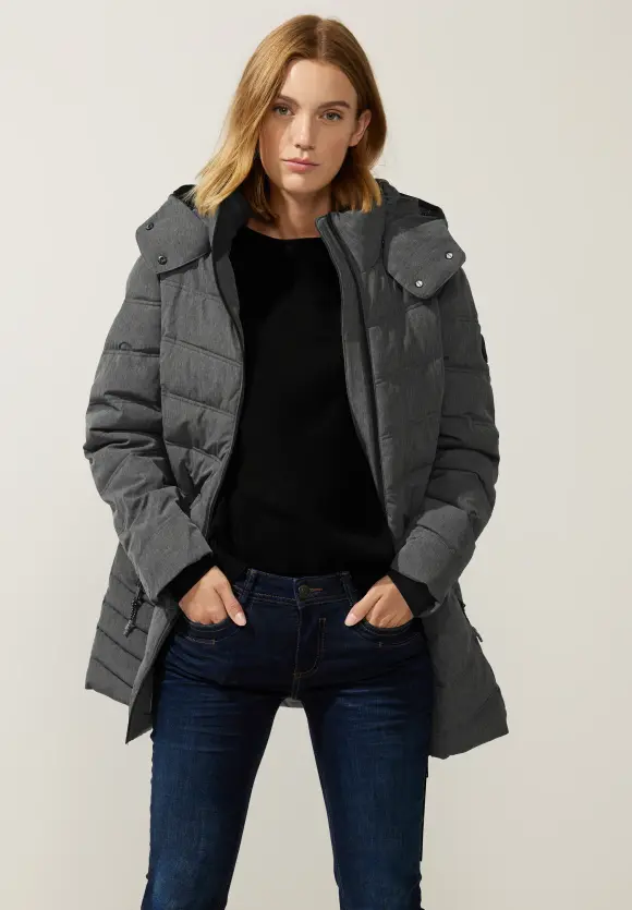 Steppmantel mit Beschichtung - frost grey melange