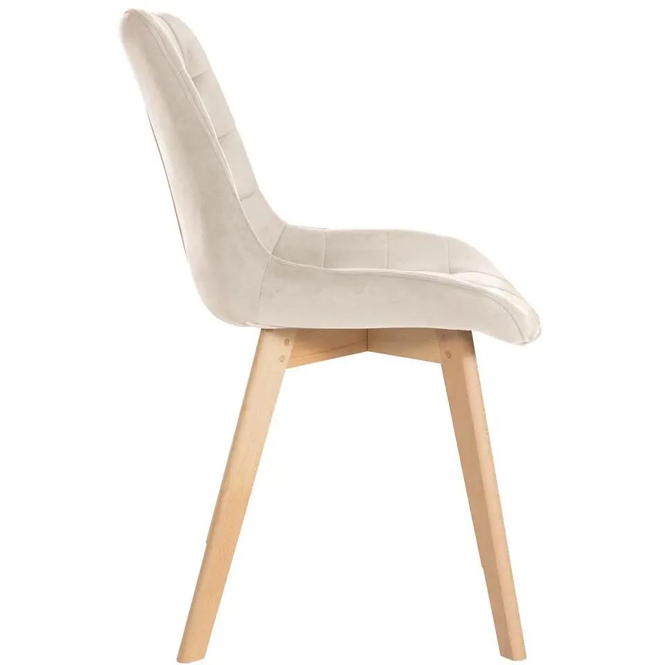 CLP Eetkamerstoel Brook natura Frame - Fluweel - creme