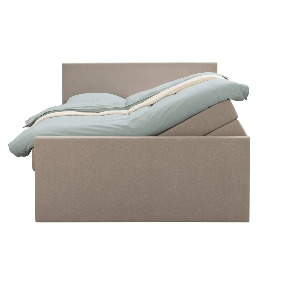 Boxspring met opbergruimte en voetbord Liv egaal - beige - 140x200cm