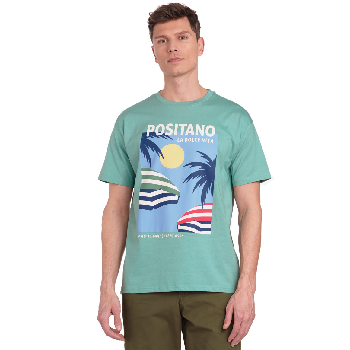 Jonas Nielsen Herren T-Shirt mit großem Print grün