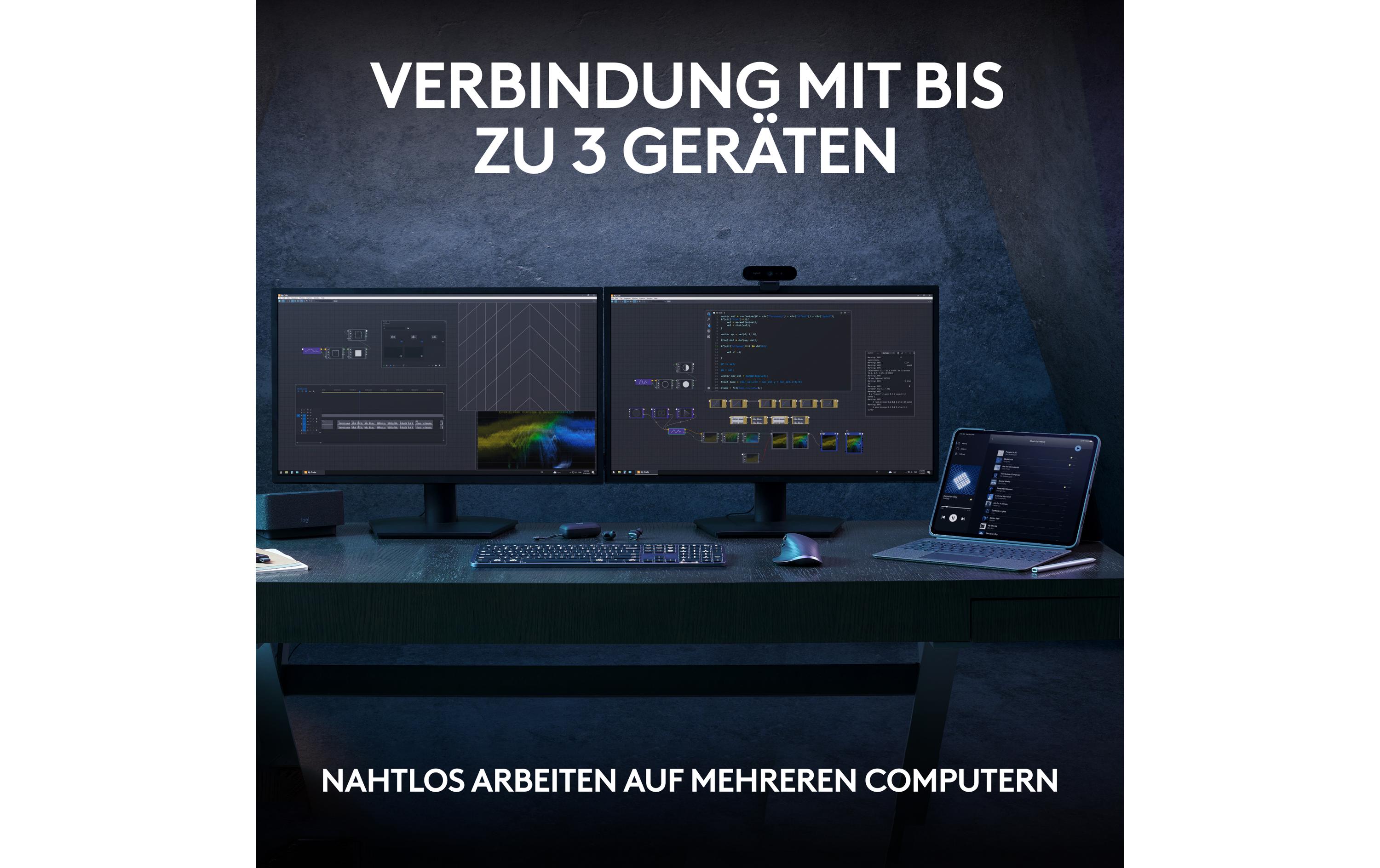 Tastatur MX Keys S CH-LayoutKomfortable Tastatur mit Multi-Device Kopplung und intelligenter Beleuchtung