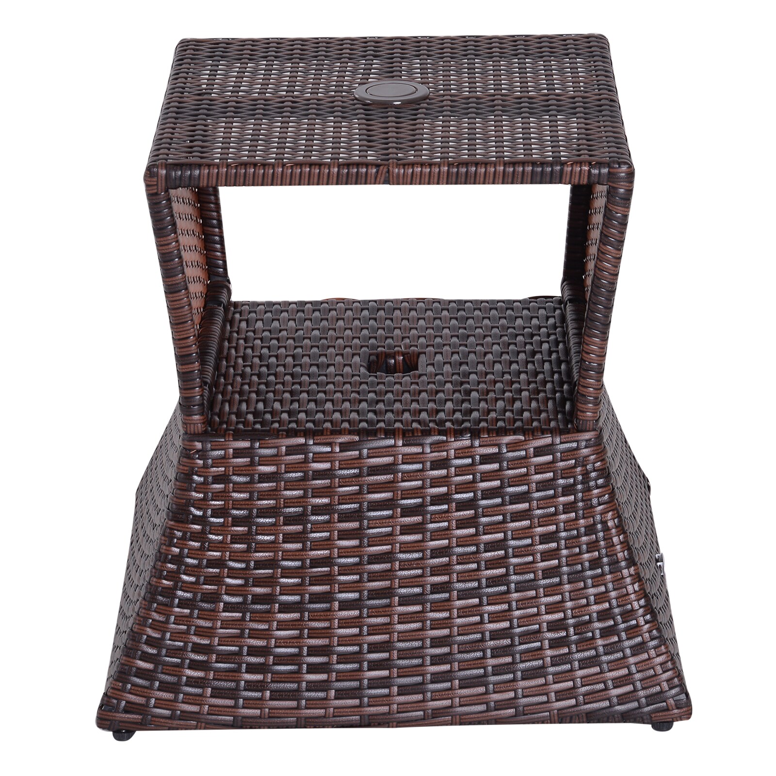 Outsunny Rattan-Gartentisch mit Sonnenschirm-Halterung braun 54 x 54 x 55 cm (LxBxH)