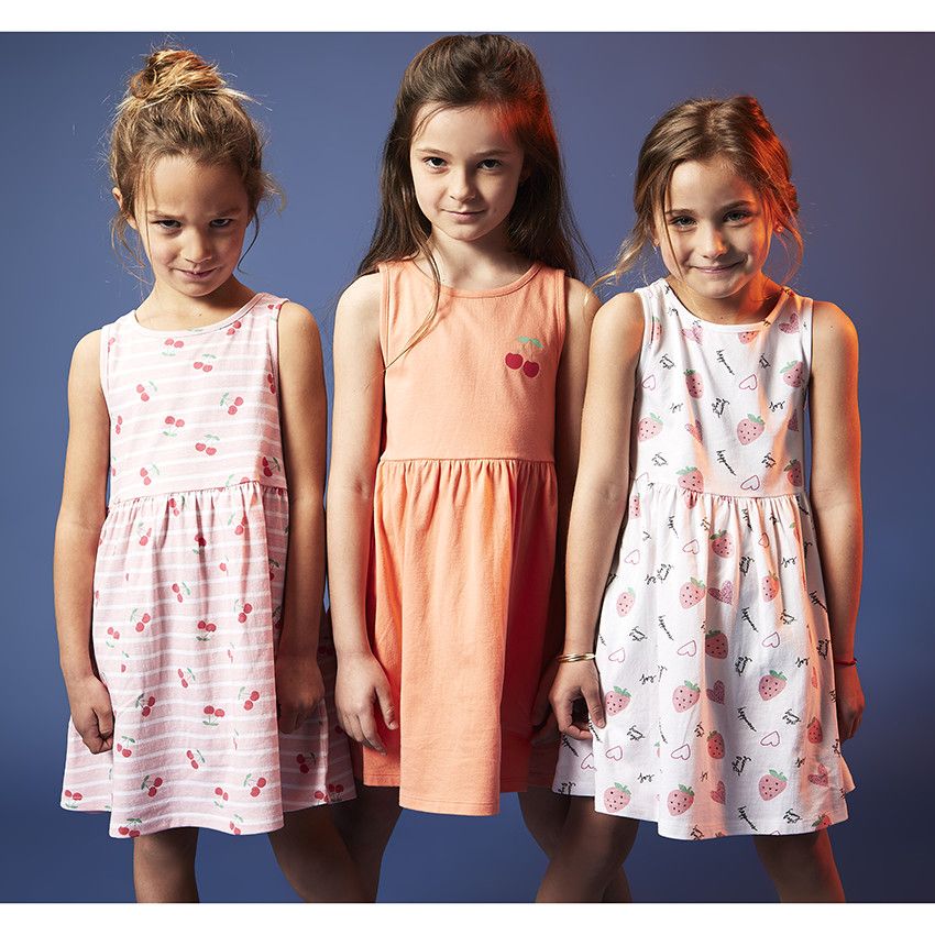 Lot de 3 robes fantaisie en jersey pour fille - Blanc
