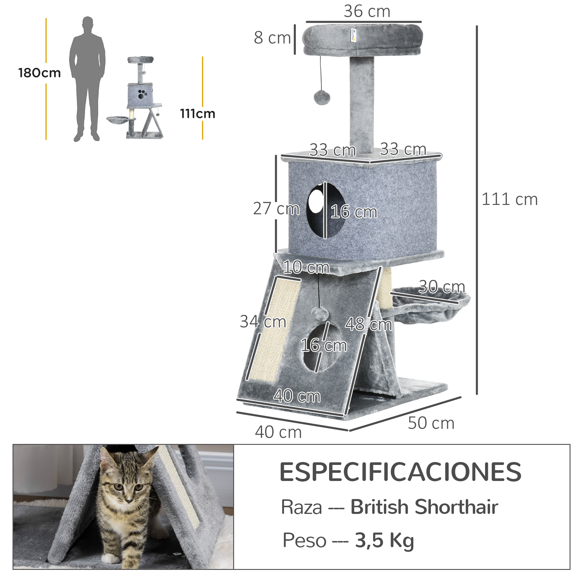 Árvore arranhadora para gatos PawHut