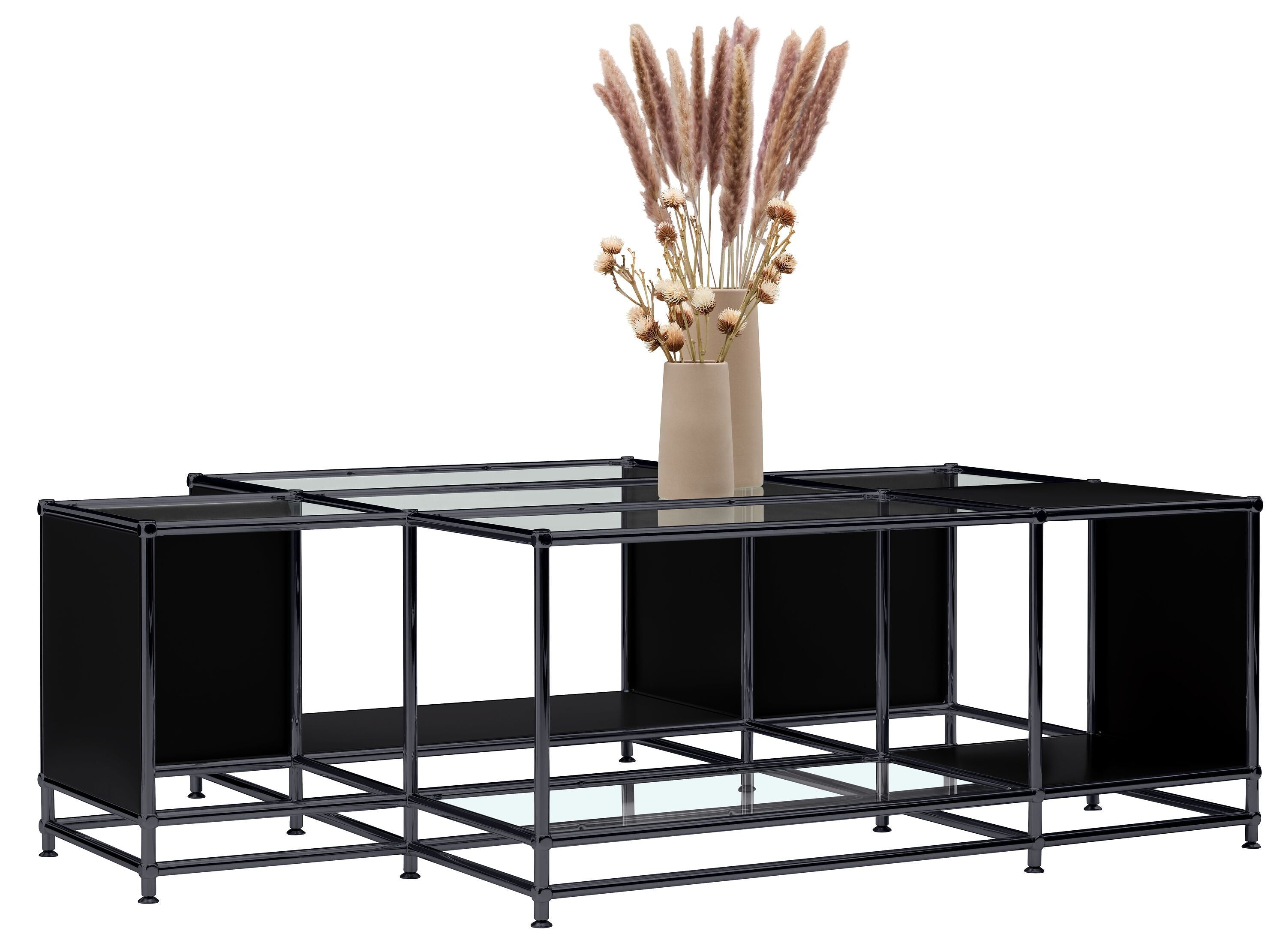 FLEXCUBE_Salontisch_Glas_schwarz/schwarz - Schwarz / B: 152.5 cm x T: 115.0 cm x H: 49.0 cm